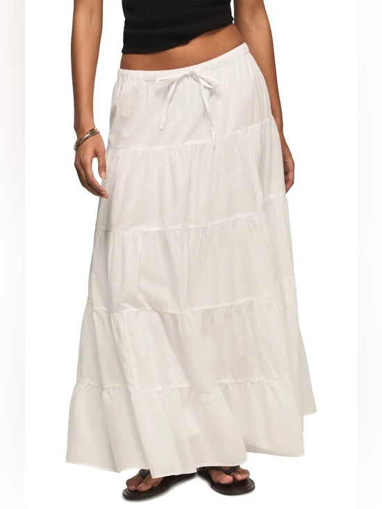 Lucky Brand Dresses & Skirts - Lucky Brand White Tiered Poplin Maxi Skirt with Drawstring Waist